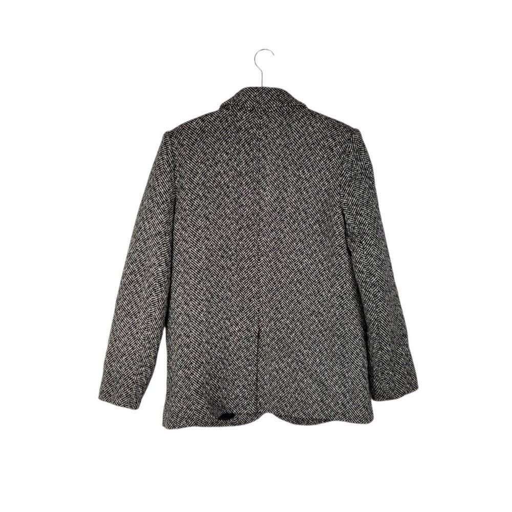 Self Portrait Black Herringbone Tweed Blazer Jacket Jewel 3-Button Womens Us 4 View 2